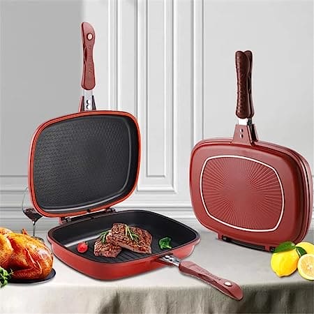 Double Sided Grill Pan, Non-Stick Barbecue Tool, Cookware Grill Frying Pan, Stainless Steel Double Face Pan, Multipurpose Nonstick Grill Pan With Strong Magnetic Handles, Kitchen Accessories Cooking Tool Double Sided Grill Pan, Non-Stick Barbecue Tool, Cookware Grill Frying Pan, Stainless Steel Double Face Pan, Multipurpose Nonstick Grill Pan With Strong Magnetic Handles, Kitchen Accessories Cooking Tool